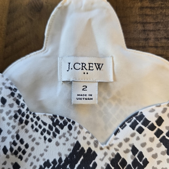 J. Crew White Black Snake Print Spaghetti Strap Cami Tank Top 2 - Picture 5 of 7